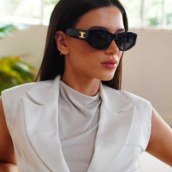 Celine CL40308U 57B TRIOMPHE Cat Eye Sunglasses - Beige/Grey Gradient - Picture 11 of 13